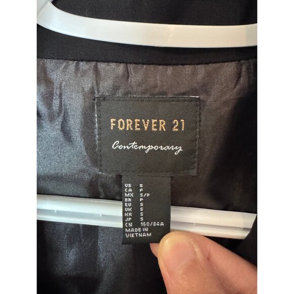 Forever 21 longline double-breasted vest black women's size S - Picture 9 of 10